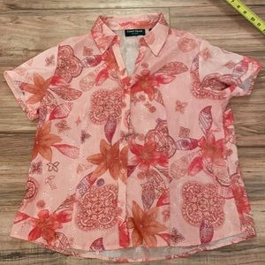 Pretty floral lemon grass studio button down